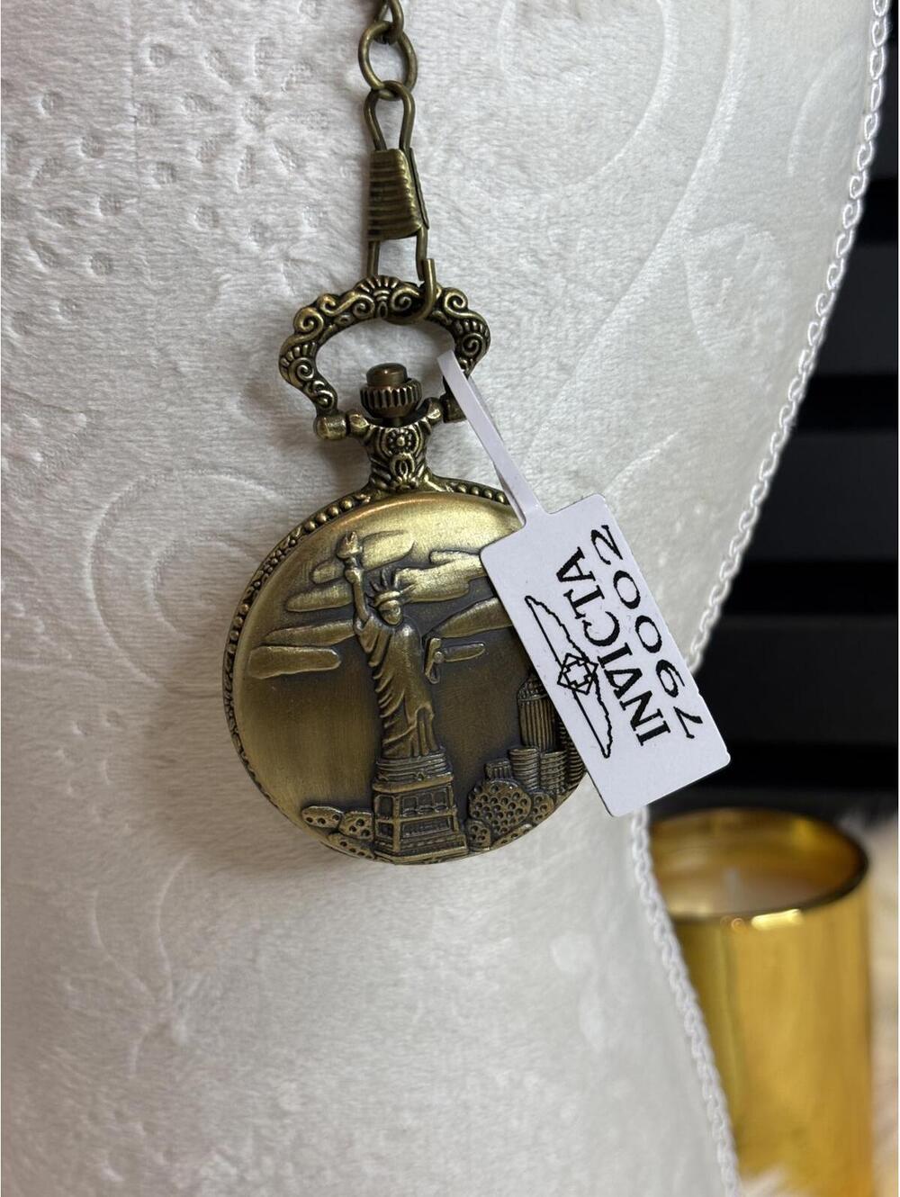 Invicta Vintage Style Statue of Liberty Pocket Watch with Chain